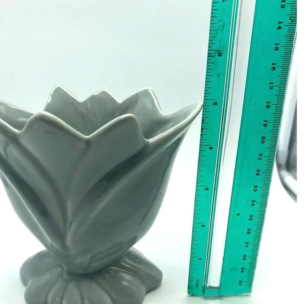 Haeger Pottery‎ light Gray Fan Tulip Vase1948 Vintage rare